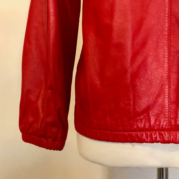 Vintage 'Eaton' Cherry-Red Leather Bomber Jacket - Picture 11 of 14
